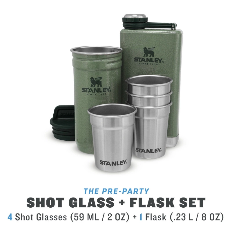 Stanley The Pre-Party Shotglass + Flask Set - Hammertone Green 4 Stanley The Pre-Party Shotglass + Flask Set - Hammertone Green – Image 2