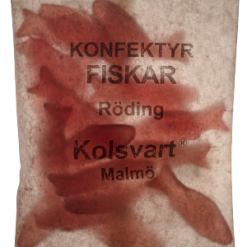Kolsvart Röda Fiskar Godis