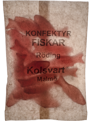 Kolsvart Röda Fiskar Godis 3 Kolsvart Röda Fiskar Godis